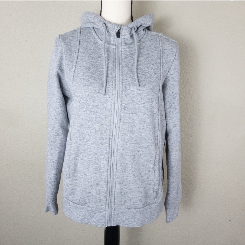 Figs Essential full zip Hoodie in Heather Grey